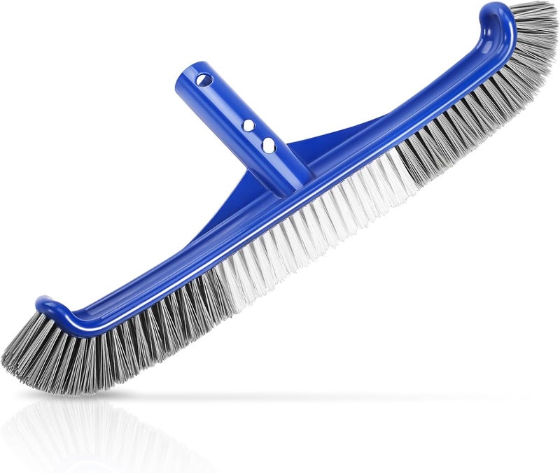 Unipool Pool Brush Head, 17" Pool Brushes for Cleaning Pool Walls, Curved Ends High-Efficiency Pool Scrub Brush,Premium Nylon Bristles Pool Brush with EZ Clip - Image 1